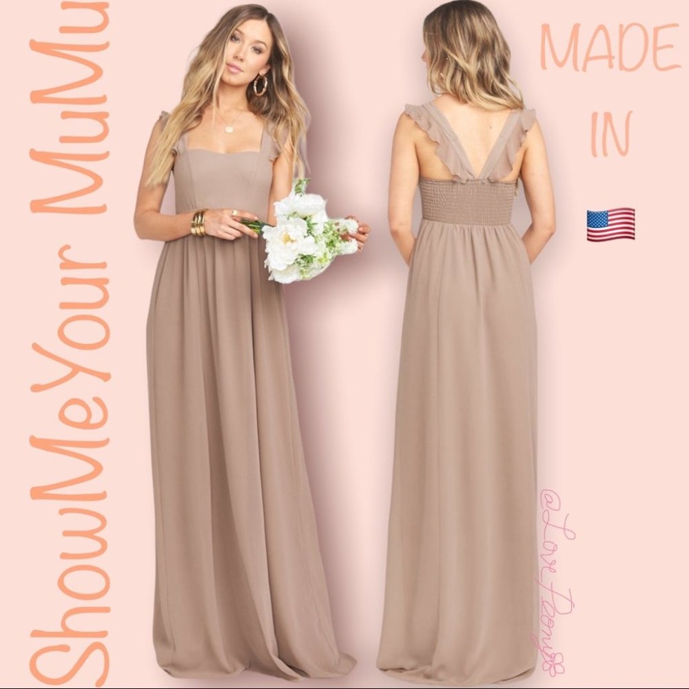 Show Me Your MuMu June Maxi dress in Dune Chiffon